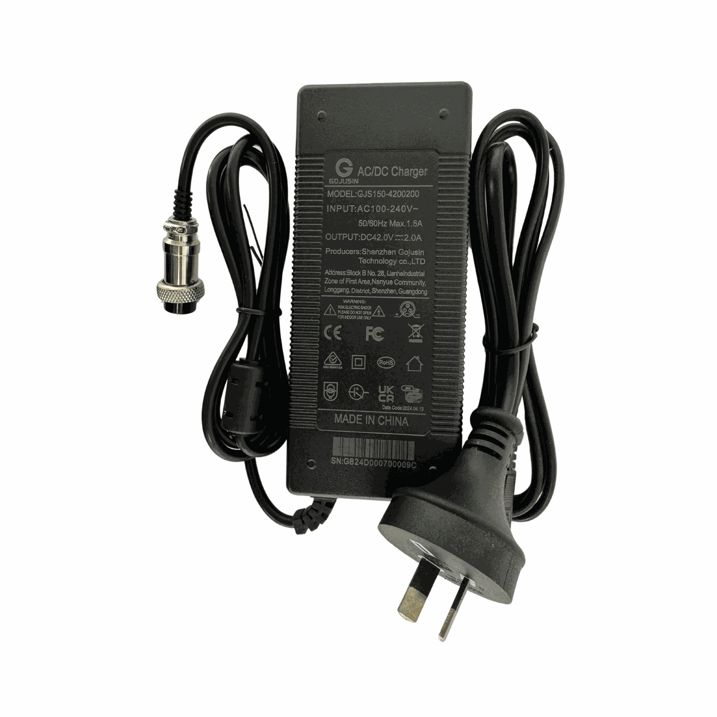 36V 42V Max 2A Bolzzen Atom Lite 3 Pin E-Scooter Charger with GMA-509401-EA certification