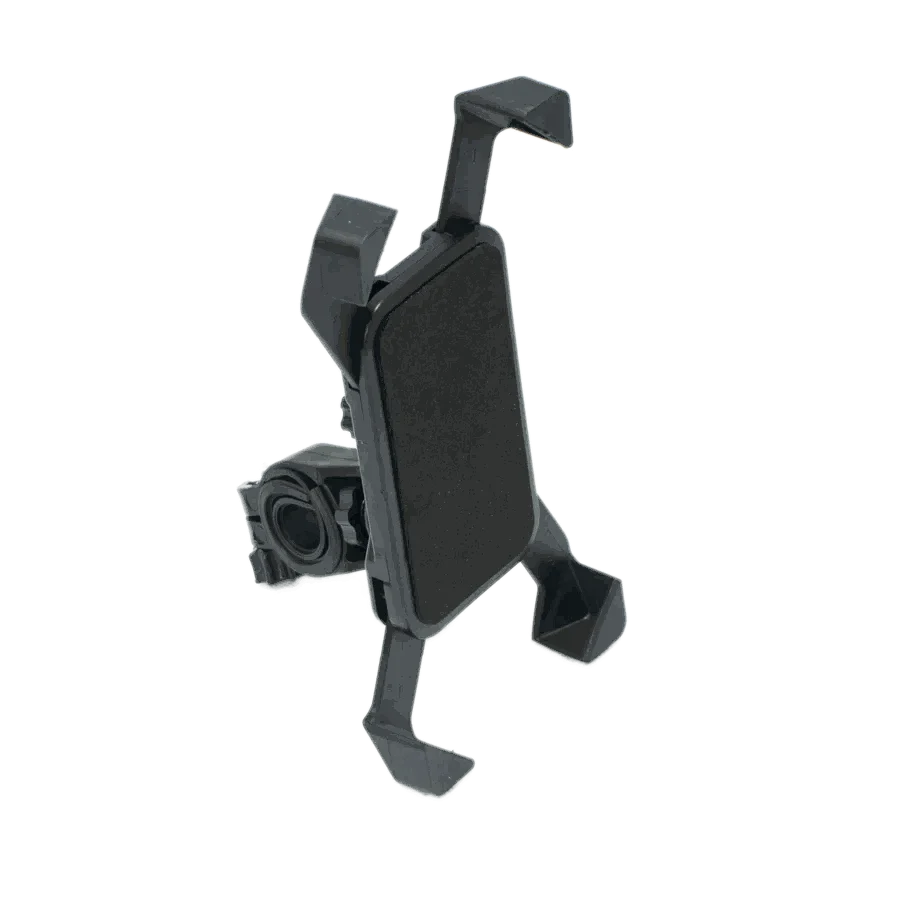 Mobile phone holder mounted on electric scooter handlebars for secure and sturdy smartphone attachment