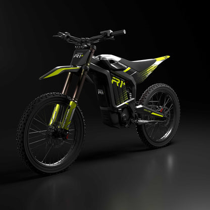 Rerode R1+ 17kW electric dirt bike with high-torque motor and advanced suspension on off-road terrain