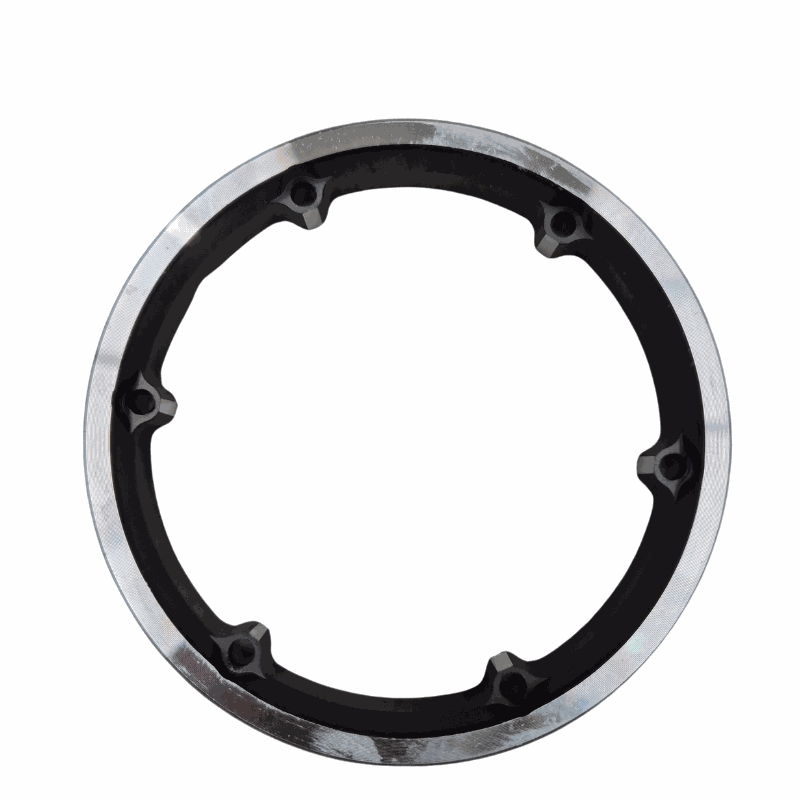 SuperStreet Outer Motor Rim in black and silver metal with a circular design and six bolt holes for mounting.