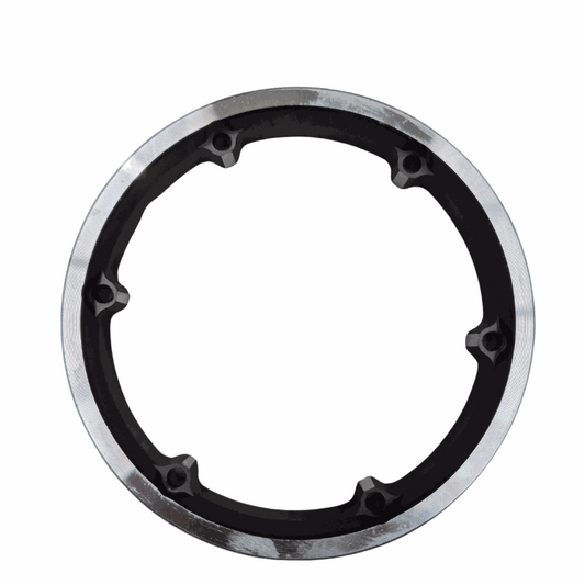 SuperStreet Outer Motor Rim in black and silver metal with a circular design and six bolt holes for mounting.